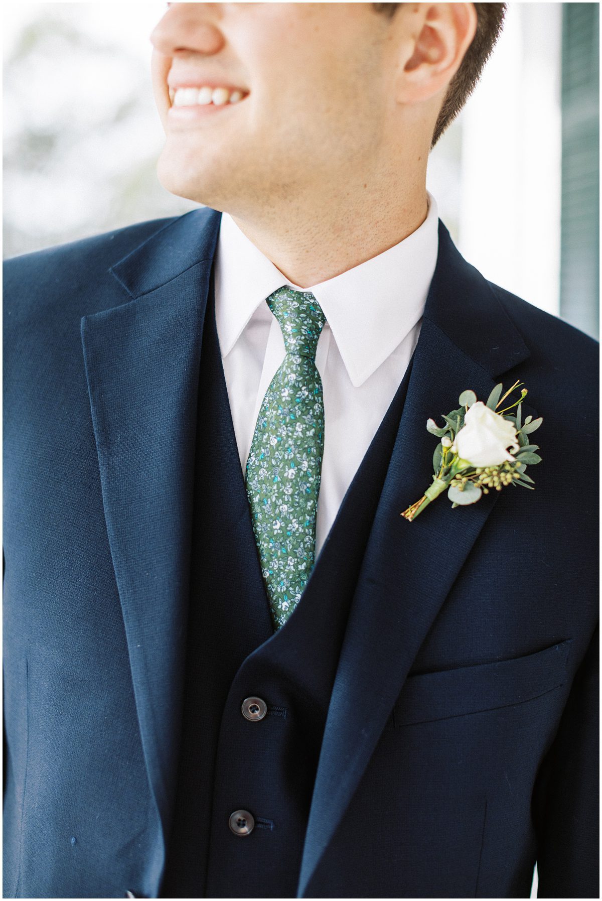 green floral tie for groom