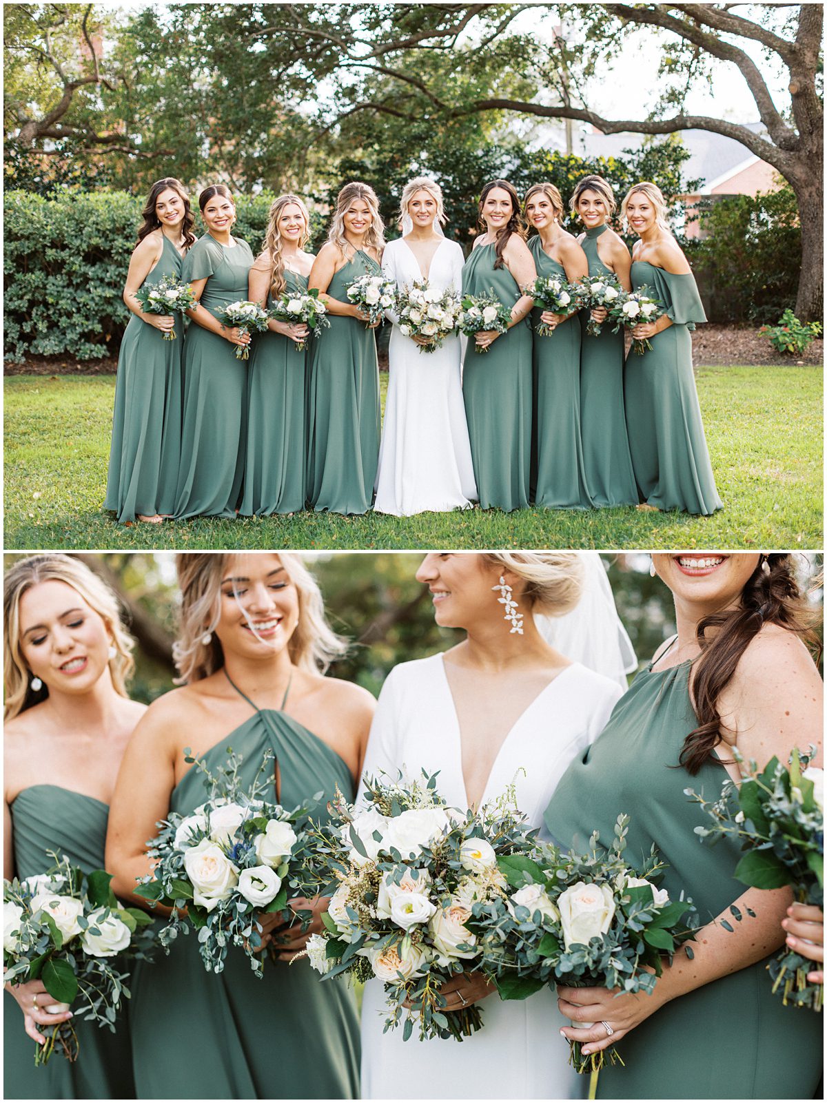 long sage green bridesmaids dresses for a fall wedding
