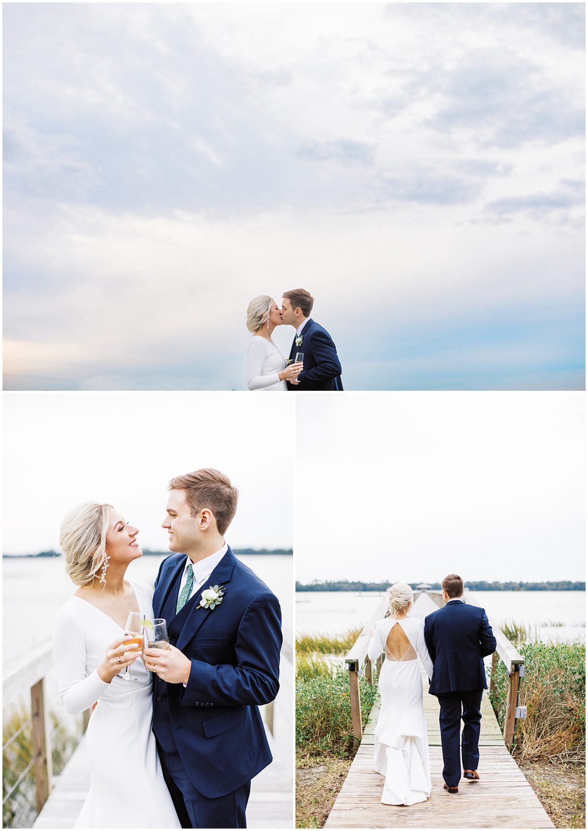 Sunset photo of bride and groom at Lowndes Grove