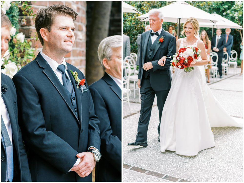 Gadsden House Wedding with Pink, Red and Gold details by Charleston wedding photographers Catherine Ann Photography