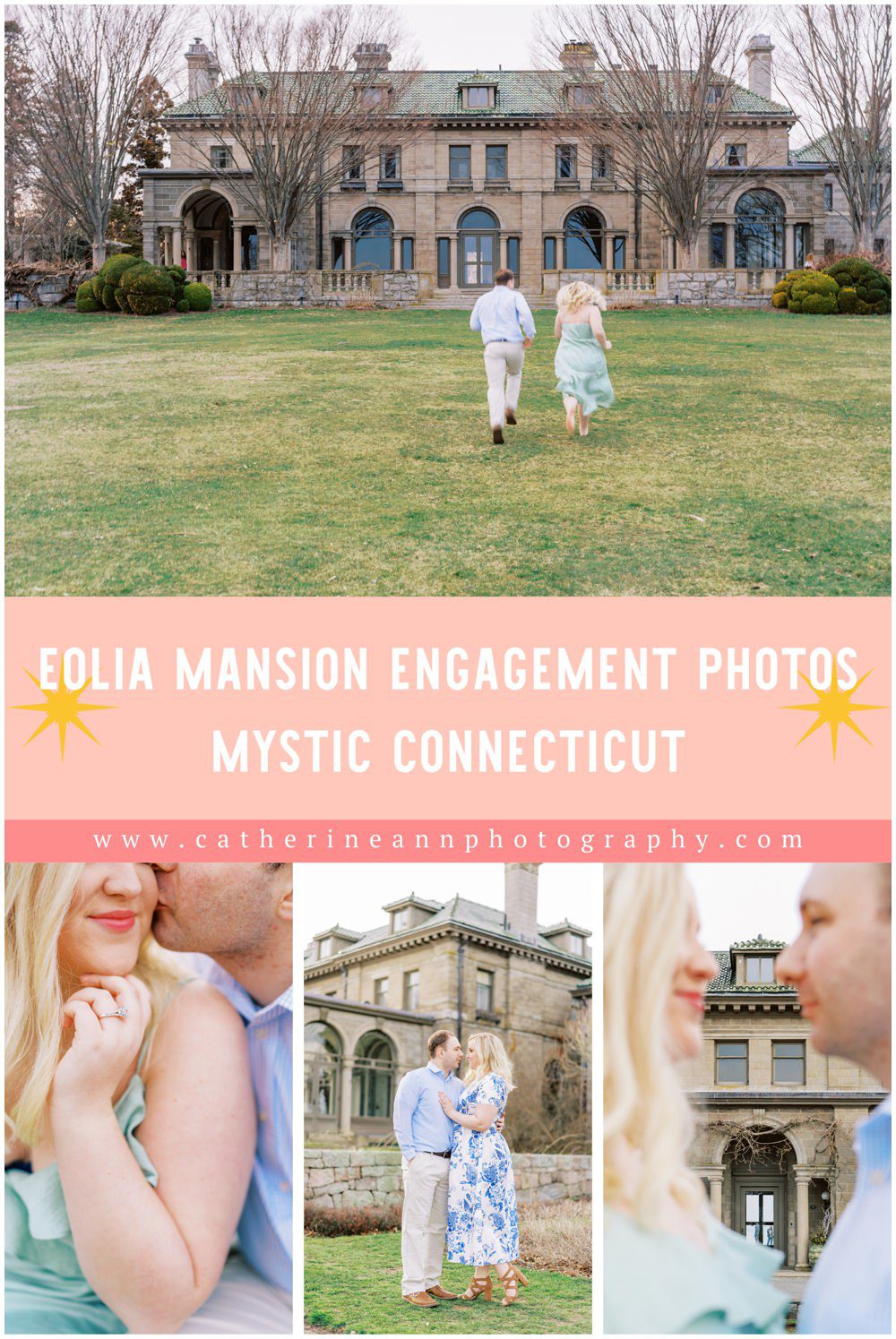 Eolia Mansion engagement photos by Connecticut wedding photographer Catherine Ann Photography