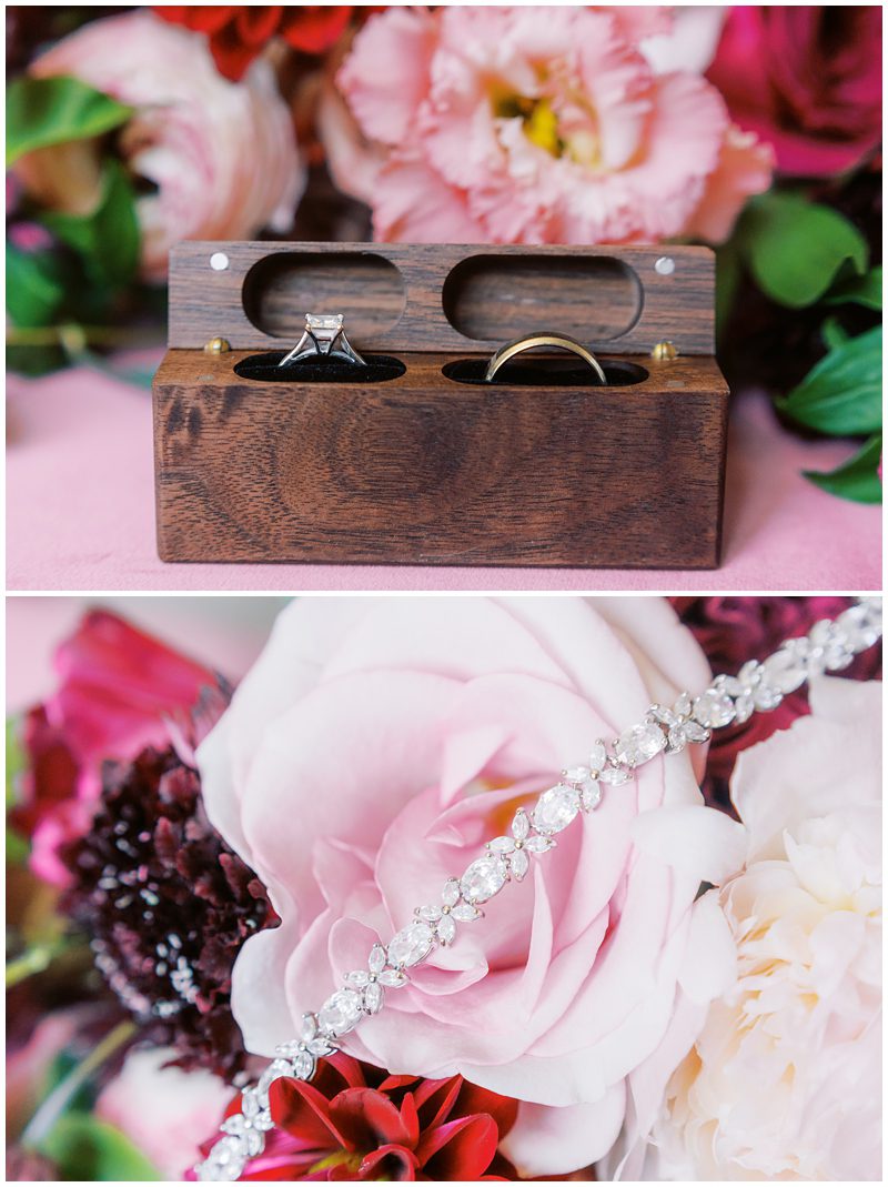 Double wooden ring box for wedding rings