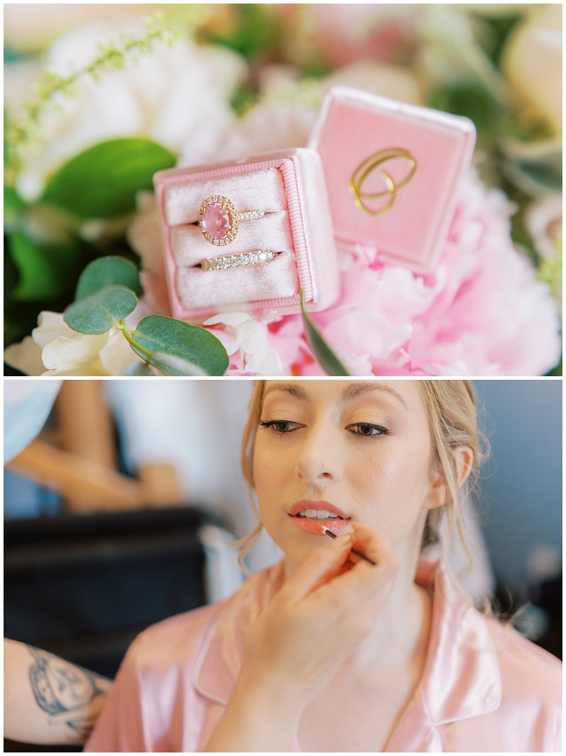 pink engagement ring in a pink velvet mrs box