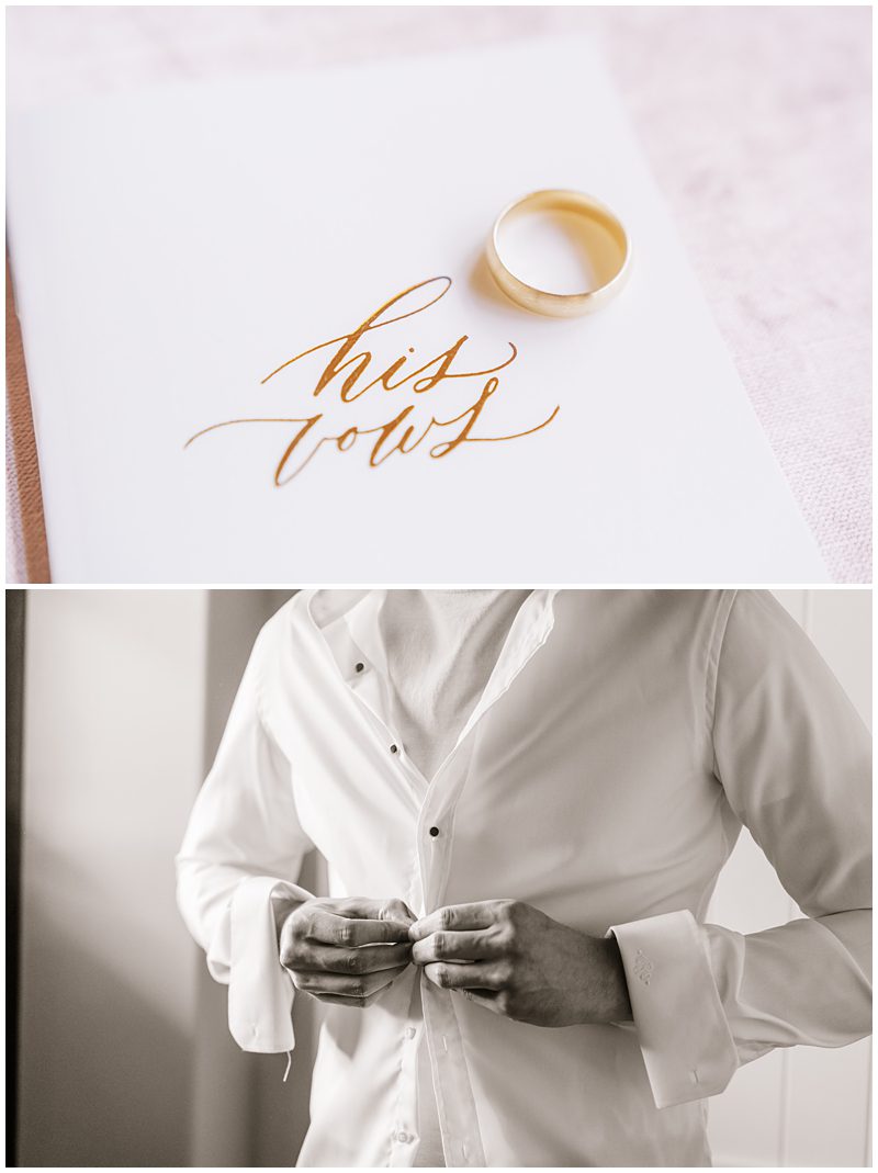 grooms wedding ring and vow book