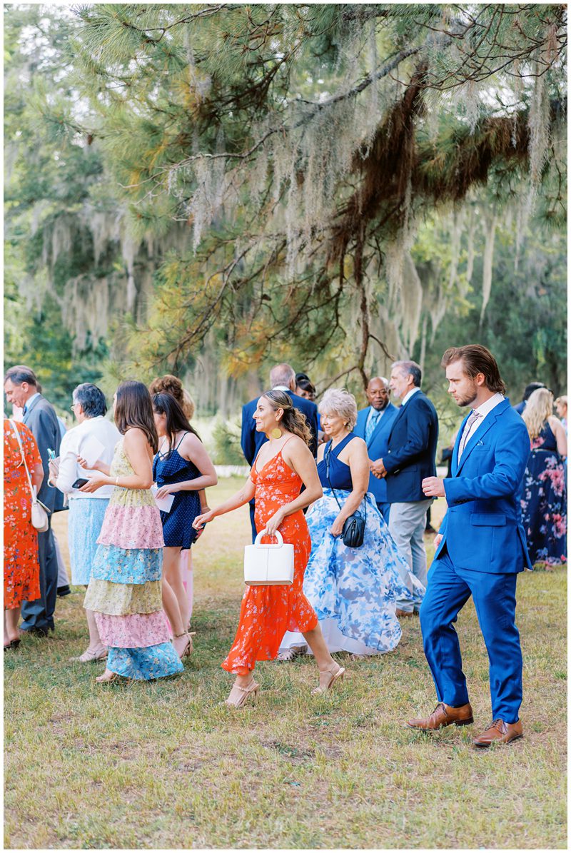 Candid photo of stylish wedding guests in Charleston