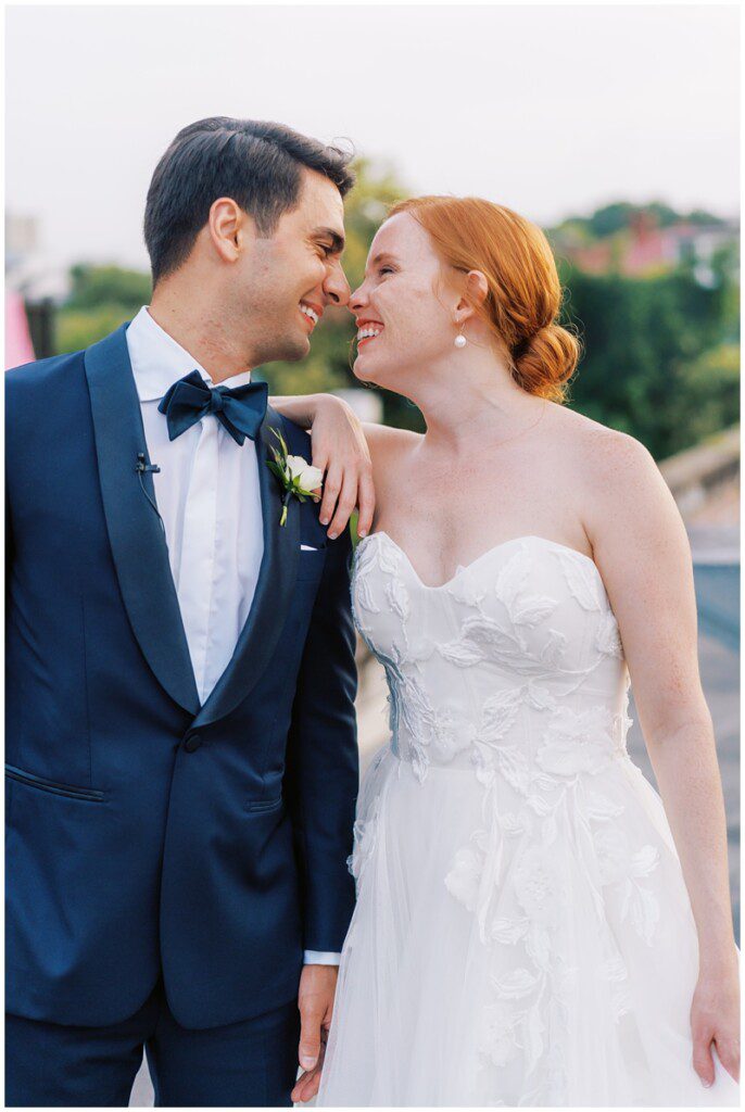 newlyweds wedding photos on a rooftop in Charleston SC