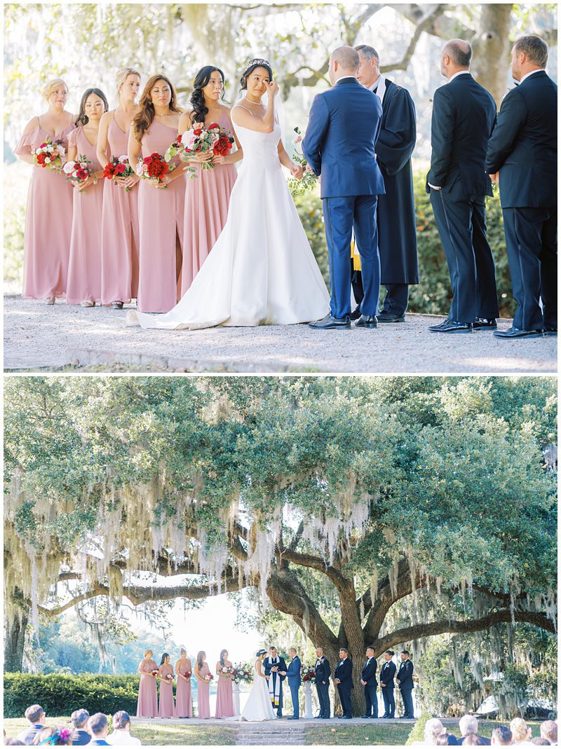 wedding ceremony in the octagonal garden at Middleton Place
