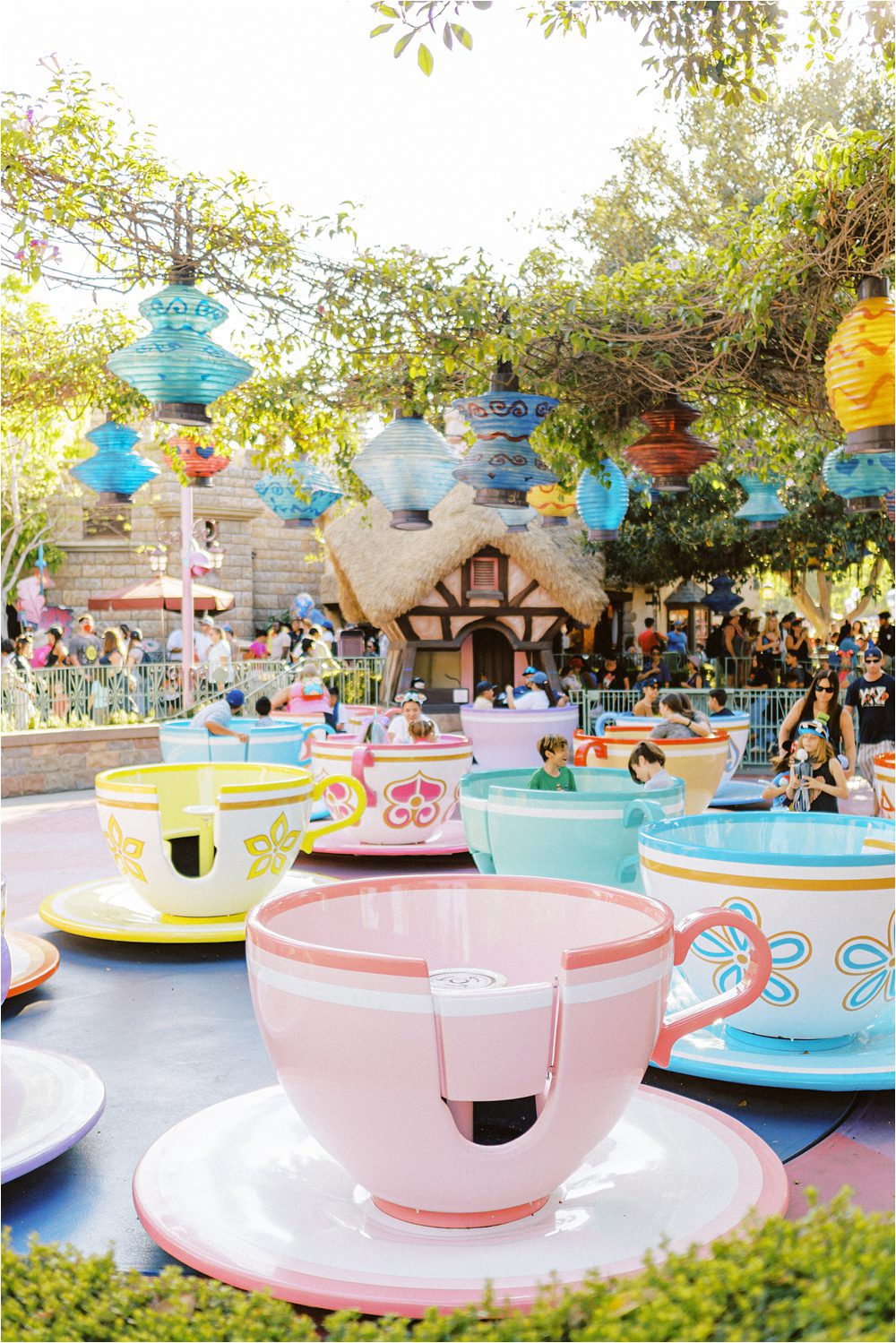 Photo of the colorful Tea Cups at Disneyland in California