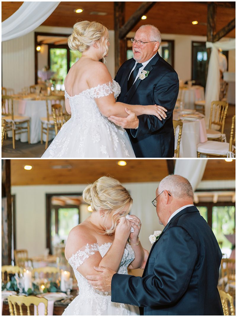 emotional first look between a bride and her dad