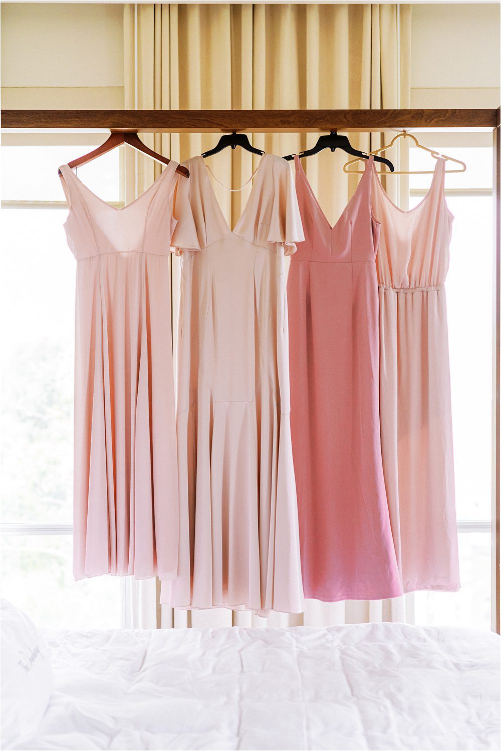 mix matched pink bridesmaids dresses