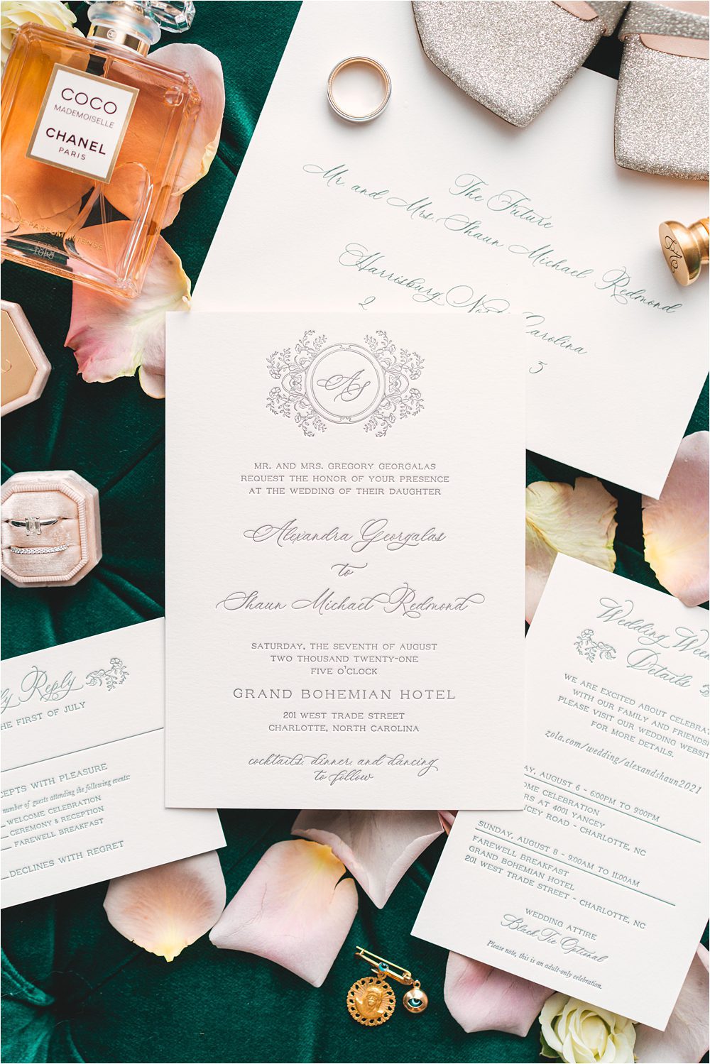 custom wedding invitations by Olive Paper in Charlotte NC