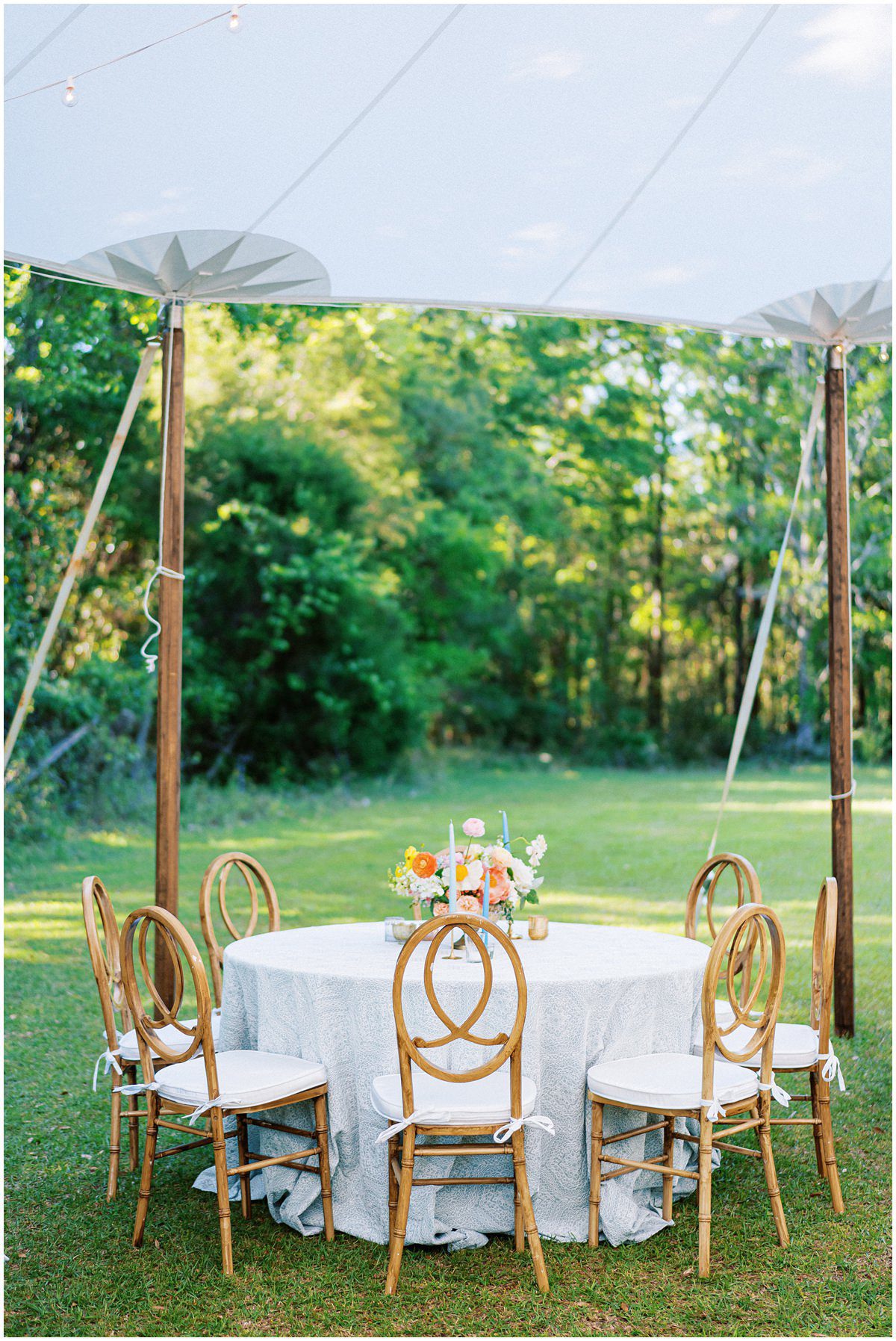 sail cloth tent wedding reception at a private estate designed by Meagan Warren Events