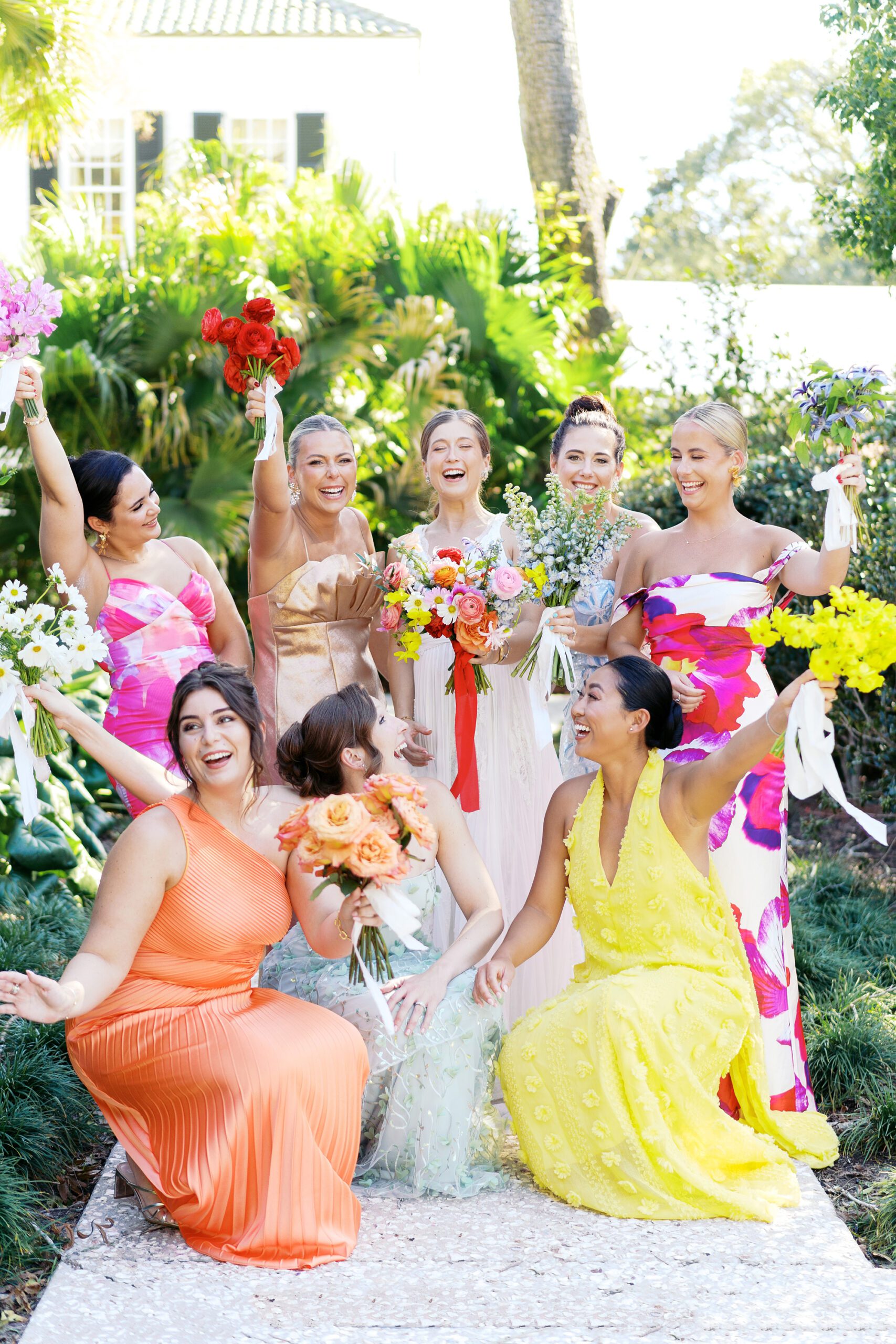 Colorful bridesmaids at a Tampa Florida wedding